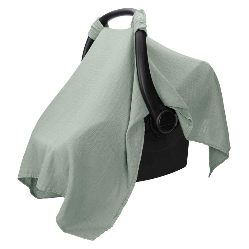 Comfy Cubs Baby Car Seat Cover - Soft, Breathable Bamboo Rayon and Muslin Cotton Blend - Lightweight Canopy for Sun, Bug, and Comfort Protection - Large Size Infant Seat Cover in Fern Design - Image 1